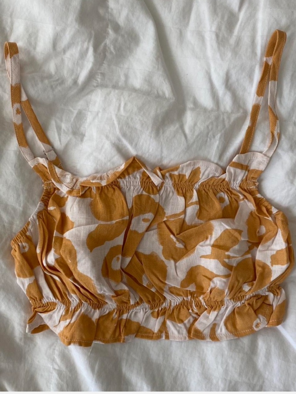 Women’s Mustard Floral Crop Tank Top